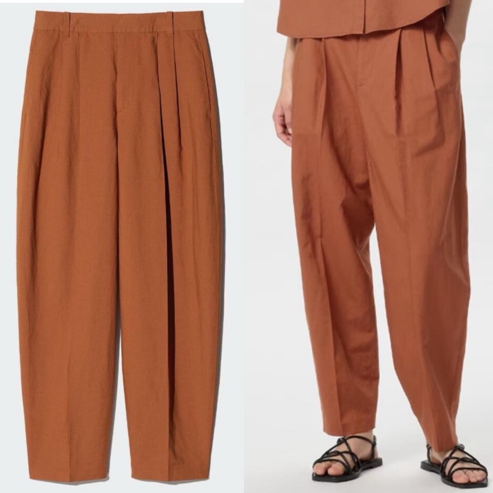 Uniqlo Wide Leg Pants in Rust Orange